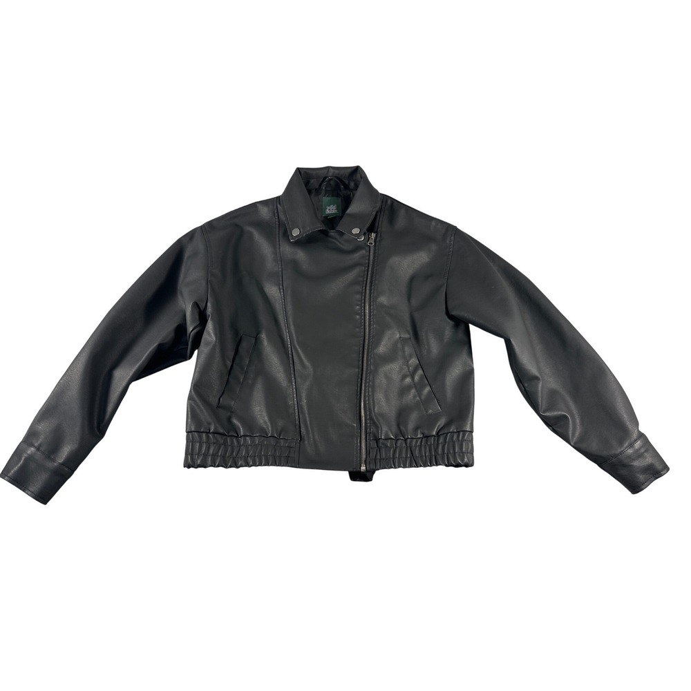 Wild Fable Black‎ Faux Leather Moto Jacket Asymmetrical Zip XS